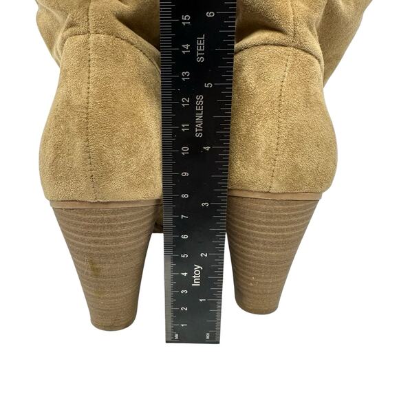 Slouchy Ankle Boots Womens SZ 7 Tan Faux Suede Boho Western Coquette Festival - Picture 11 of 13